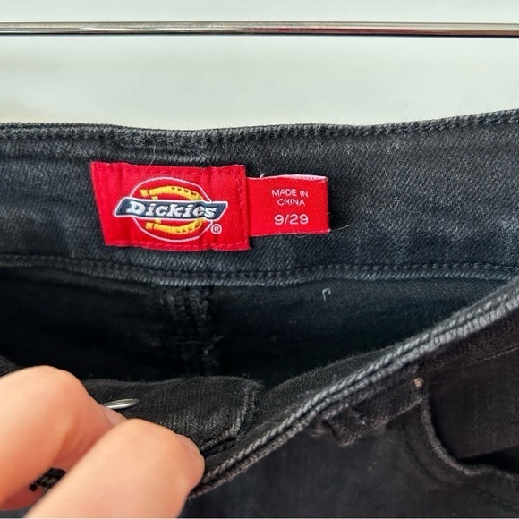 Dickies Faded Black Denim Red & White Racing Stripe Distressed Skinny Jean - Picture 9 of 9